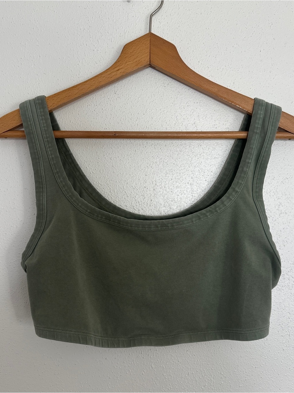 Aerie Weekend Olive Green Fleece Cropped Tank Top XL Ultra Soft
